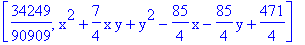 [34249/90909, x^2+7/4*x*y+y^2-85/4*x-85/4*y+471/4]